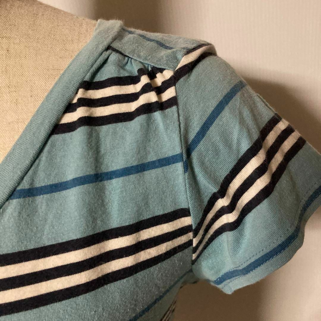 BURBERRY BLUE LABEL(バーバリーブルーレーベル)のバーバリーブルーレーベル　半袖　ボーダーTシャツ　シャツ　Mサイズ　ブルー レディースのトップス(Tシャツ(半袖/袖なし))の商品写真