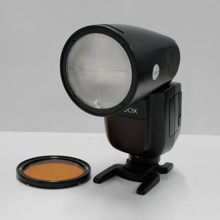 Godox V1S ラウンドフラッシュ ストロボ USED美品 TTL 本体+バッテリー 76Ws SONY用 カメラ 完動品 中古 CE4048(ストロボ/照明)