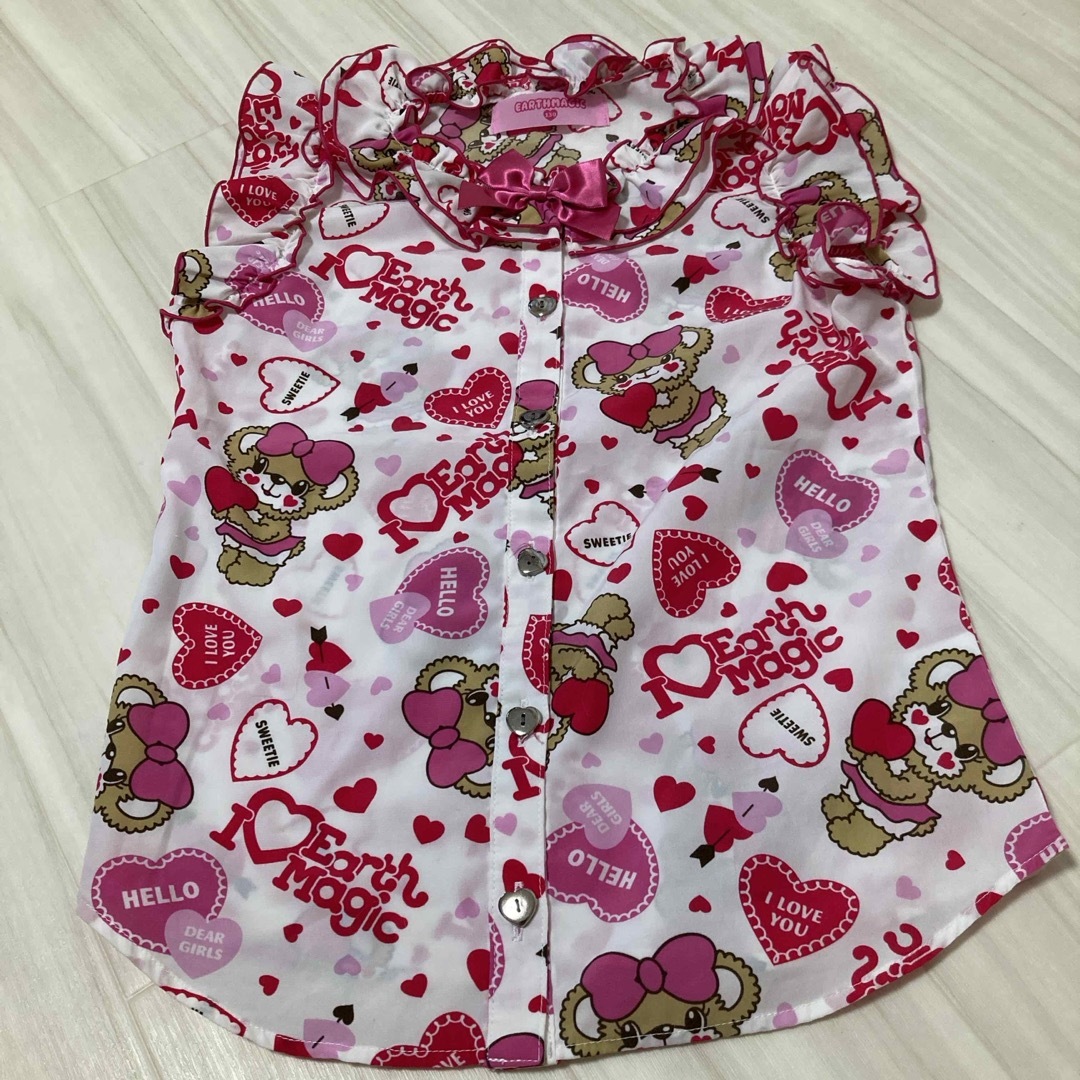 EARTHMAGIC(アースマジック)のアースマジック ハートキャッチ セットアップ キッズ/ベビー/マタニティのキッズ服女の子用(90cm~)(Tシャツ/カットソー)の商品写真