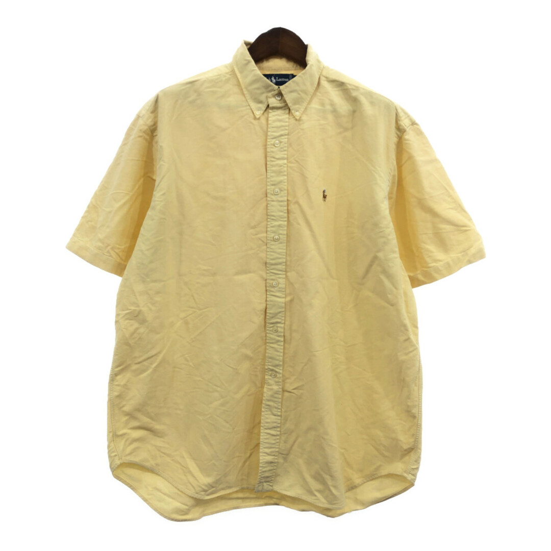 90年代 RALPH LAUREN ラルフローレン BLAIRE ボタンダウン 半袖シャツ イエロー (メンズ XL) 中古 古着 Q6598 メンズのトップス(シャツ)の商品写真