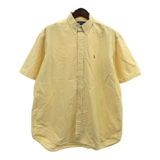 90年代 RALPH LAUREN ラルフローレン BLAIRE ボタンダウン 半袖シャツ イエロー (メンズ XL) 中古 古着 Q6598(シャツ)