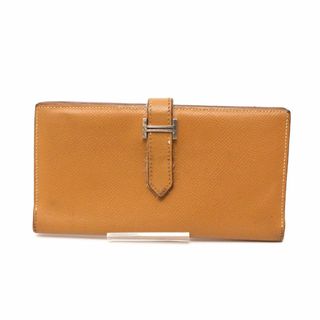 エルメス(Hermes)のエルメス ベアン 長財布 ロングウォレット シルバー金具 レザー 本革 キャメル(財布)