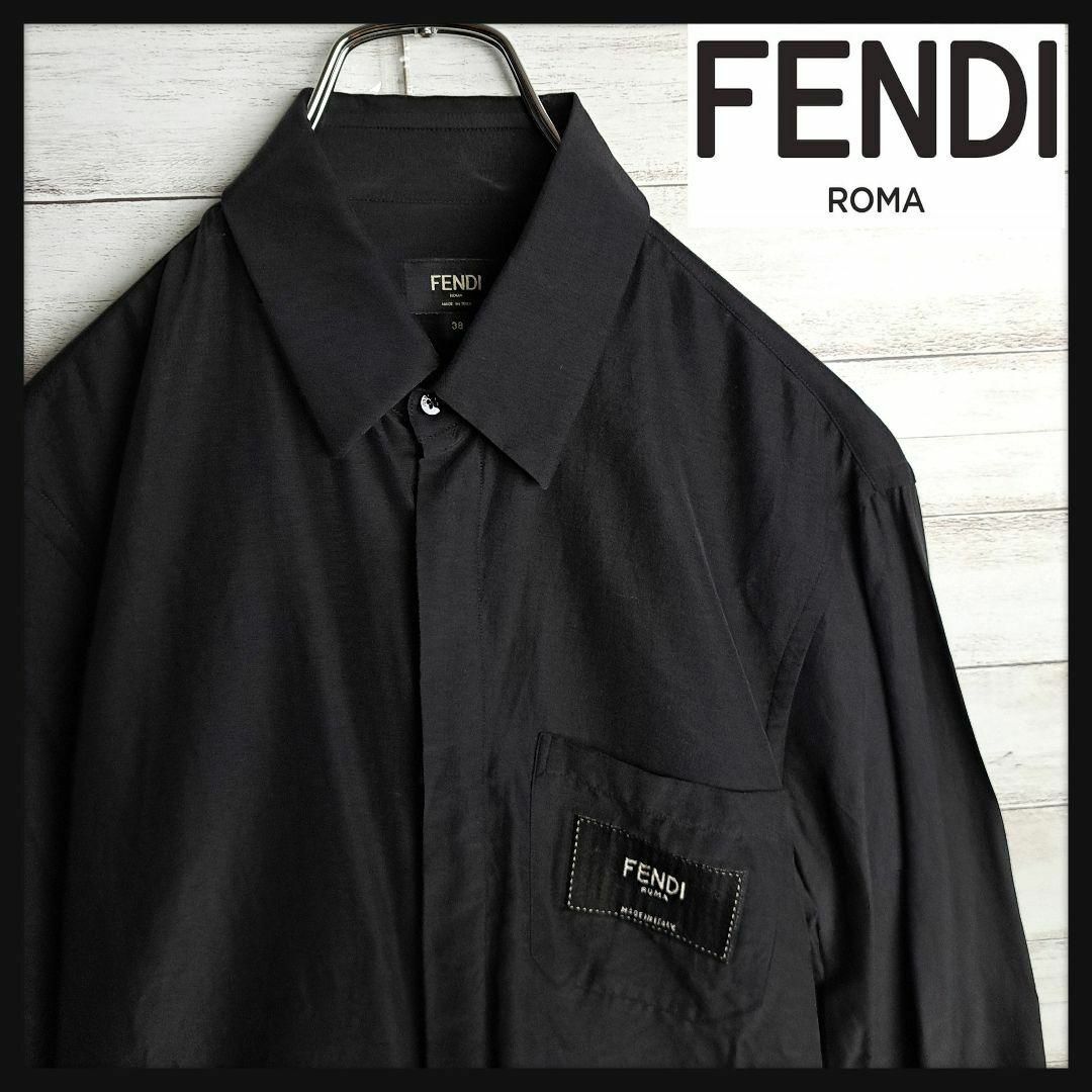 FENDI(フェンディ)の【レアデザイン】フェンディ ロゴパッチ シャツ シンプル ロゴ 38 ポケット メンズのトップス(シャツ)の商品写真