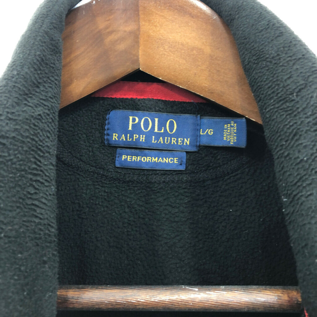 POLO RALPH LAUREN(ポロラルフローレン)のPolo by Ralph Lauren ポロ ラルフローレン フリースジャケット ワンポイント ブラック (メンズ L) 中古 古着 Q6602 メンズのジャケット/アウター(その他)の商品写真