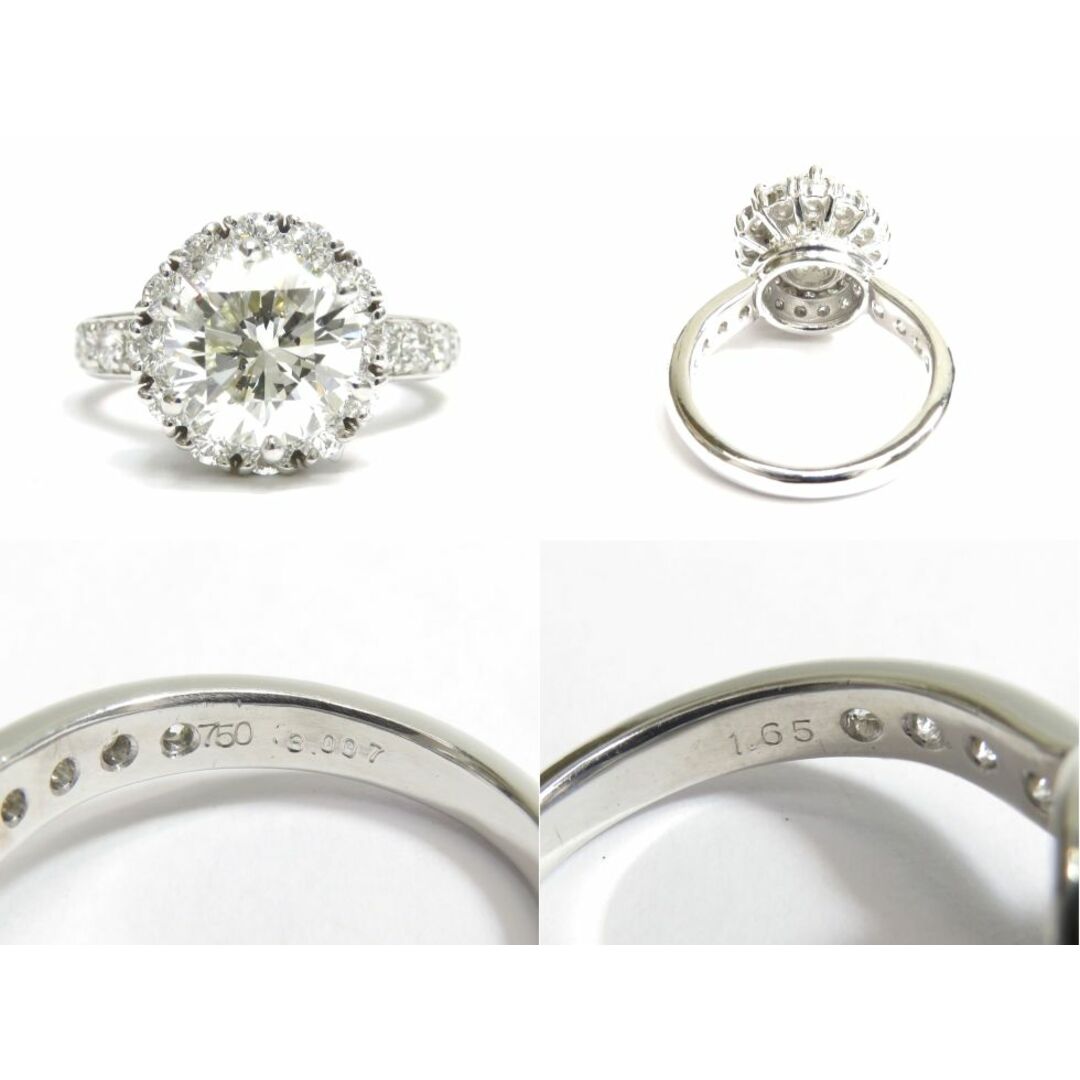 K18WG ダイヤモンド3.007ct（J.VS-2.GOOD）/1.65ct リング #12【池袋店】【中古】 レディースのアクセサリー(リング(指輪))の商品写真