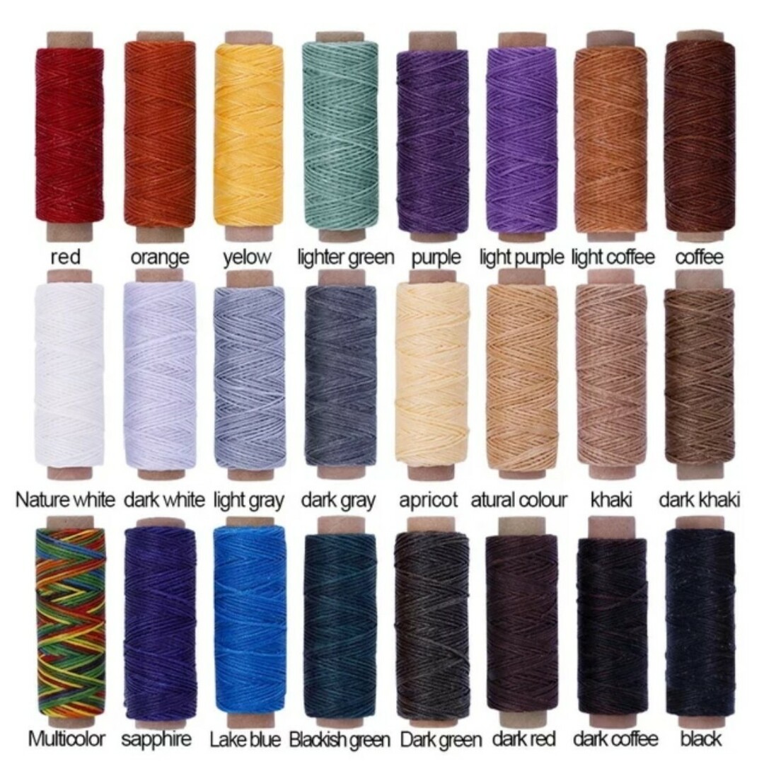 レザークラフト ロウ引き糸 ８色セットＢ+手縫い針６本　wcbn-01 ハンドメイドの素材/材料(生地/糸)の商品写真
