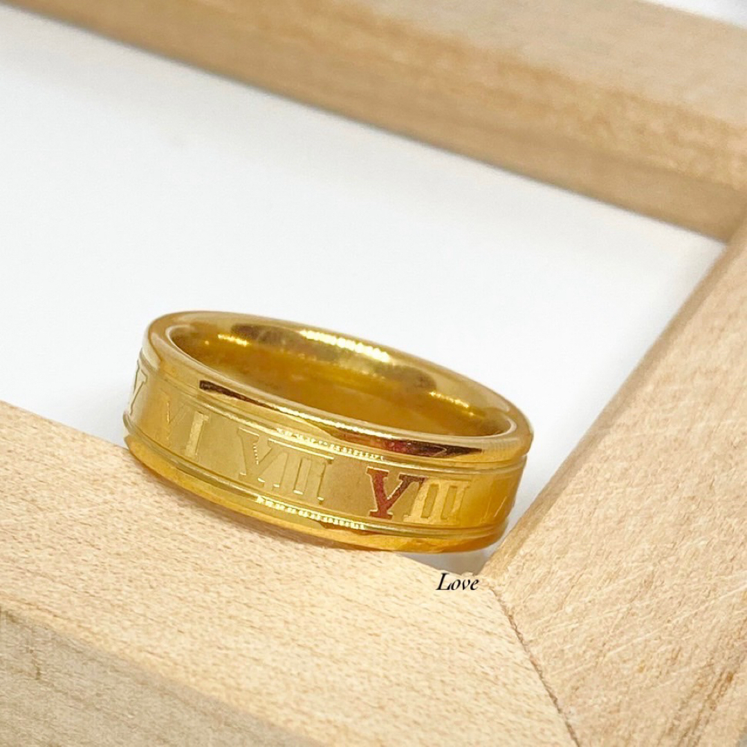 ゴールドローマ字リング ステンレスリング ステンレス指輪 メンズ メンズのアクセサリー(リング(指輪))の商品写真