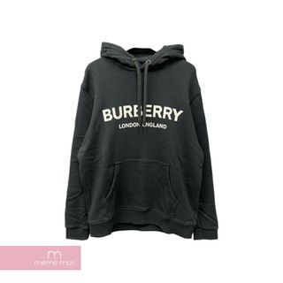 BURBERRY - BURBERRY Front Logo Hoodie 8009509 バーバリー フロントロゴフーディ オーバーサイズ コットン パーカー ロゴプリント ブラック×ホワイト サイズL 【240514】【中古-B】【me04】