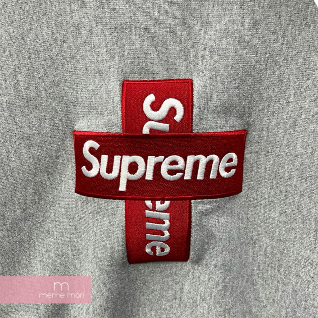 Supreme(シュプリーム)のSupreme 2020AW Cross Box Logo Hooded Sweatshirt シュプリーム クロスボックスロゴフーデッドスウェットシャツ プルオーバー パーカー グレー×レッド サイズL 【240514】【中古-A】【me04】 メンズのトップス(パーカー)の商品写真