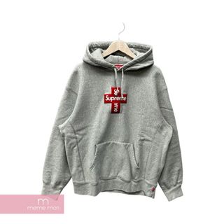 シュプリーム(Supreme)のSupreme 2020AW Cross Box Logo Hooded Sweatshirt シュプリーム クロスボックスロゴフーデッドスウェットシャツ プルオーバー パーカー グレー×レッド サイズL 【240514】【中古-A】【me04】(パーカー)