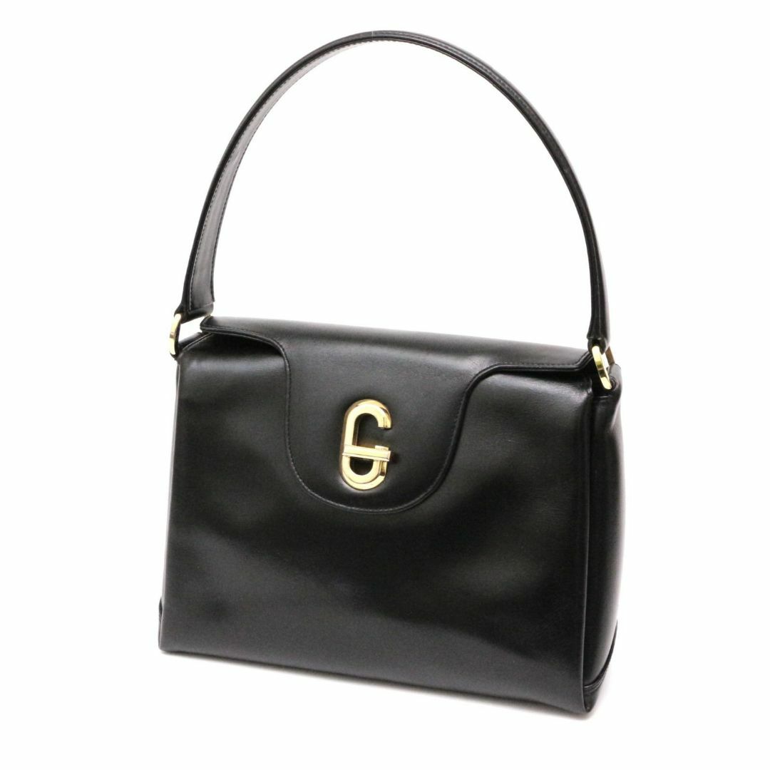 Gucci(グッチ)のグッチ ハンドバッグ トップハンドル G金具 ターンロック レザー ブラック 革 レディースのバッグ(ハンドバッグ)の商品写真