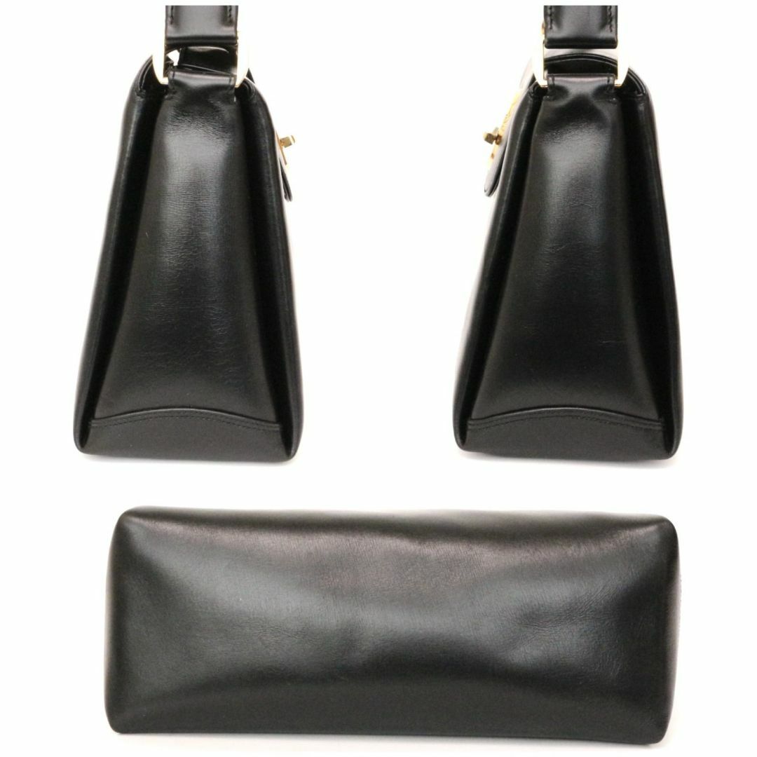 Gucci(グッチ)のグッチ ハンドバッグ トップハンドル G金具 ターンロック レザー ブラック 革 レディースのバッグ(ハンドバッグ)の商品写真