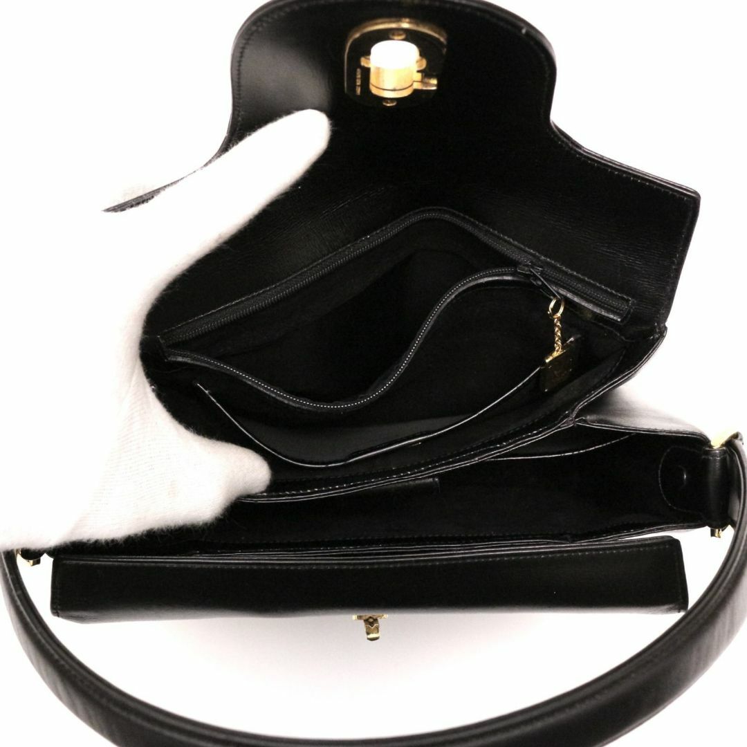 Gucci(グッチ)のグッチ ハンドバッグ トップハンドル G金具 ターンロック レザー ブラック 革 レディースのバッグ(ハンドバッグ)の商品写真