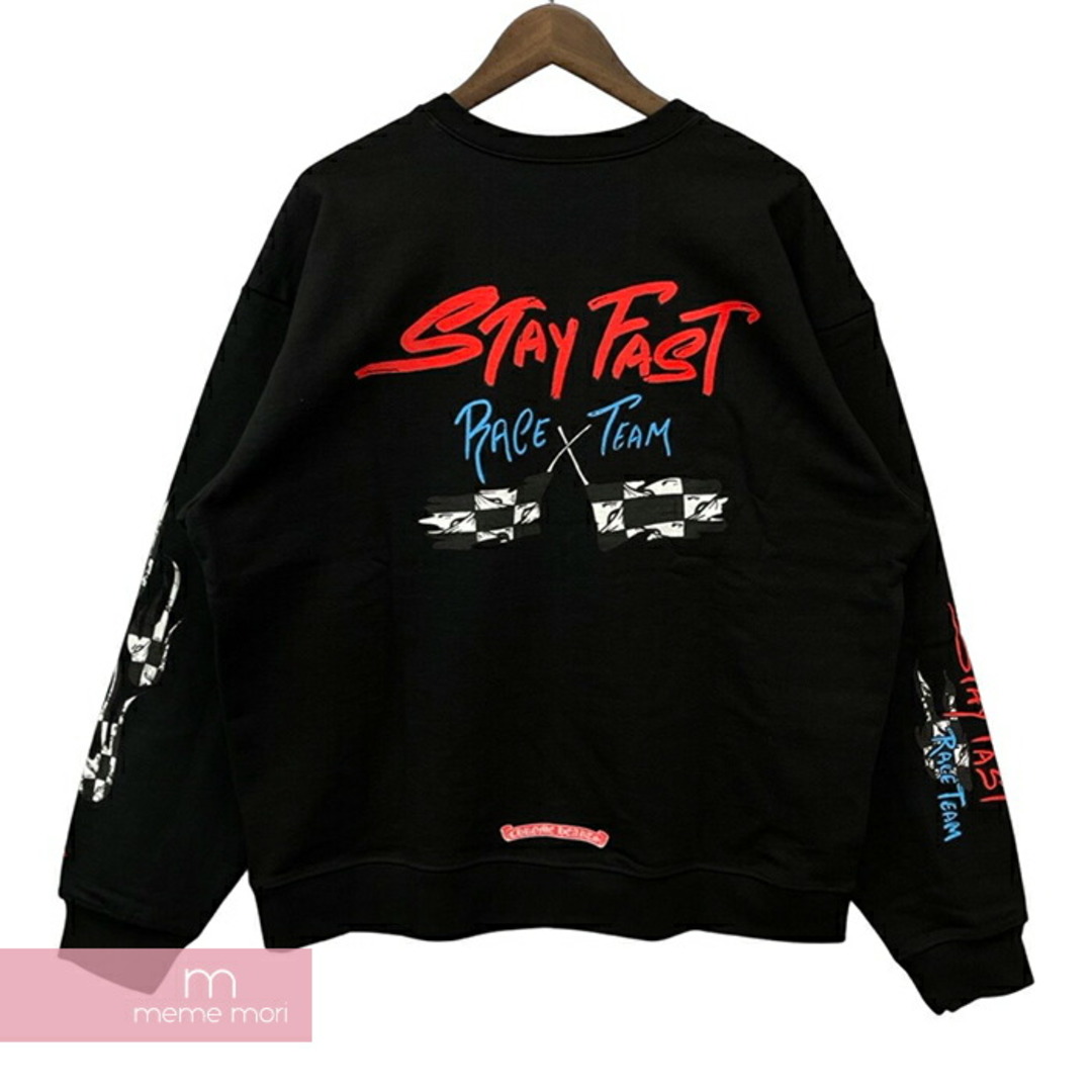 Chrome Hearts(クロムハーツ)のCHROME HEARTS×MATTY BOY 2022SS PPO STAY FAST RACE TEAM SWTSHRT クロムハーツ×マッティボーイ ステイファストレースチームスウェットシャツ クルーネック トレーナー プリント 99eyes チョンパー ブラック サイズM【240514】【中古-A】【me04】 メンズのトップス(スウェット)の商品写真