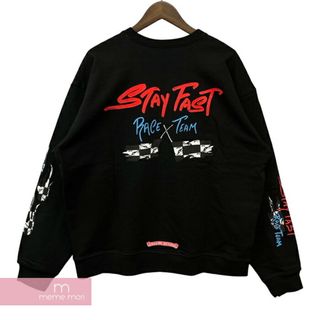 クロムハーツ(Chrome Hearts)のCHROME HEARTS×MATTY BOY 2022SS PPO STAY FAST RACE TEAM SWTSHRT クロムハーツ×マッティボーイ ステイファストレースチームスウェットシャツ クルーネック トレーナー プリント 99eyes チョンパー ブラック サイズM【240514】【中古-A】【me04】(スウェット)