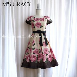 エムズグレイシー(M'S GRACY)のM'S GRACY*薔薇柄ワンピース(ひざ丈ワンピース)