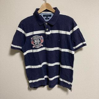 トミーヒルフィガー(TOMMY HILFIGER)のTOMMY HILFIGER トミーヒルフィガー　ポロシャツ　ボーダー　紺 XL(ポロシャツ)