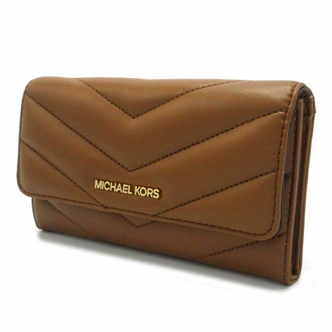 Michael Kors(マイケルコース)の【新品】マイケルコース 財布 長財布 MICHAEL KORS ジェット セット トラベル キルティング調 ラージ トライフォールド ウォレット 三つ折り 35R4GTVF9V LUGGAGE(LUGGAGE)アウトレット レディース JET SET TRAVEL LG TRIFOLD レディースのファッション小物(財布)の商品写真