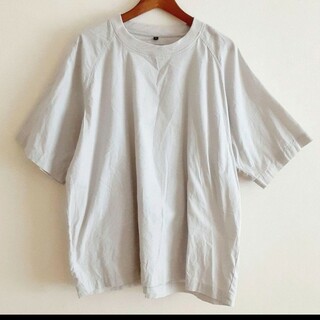 ムジルシリョウヒン(MUJI (無印良品))のMUJI 無印良品 インド綿洗いざらし布帛Ｔシャツ XL ライトグレー(Tシャツ/カットソー(半袖/袖なし))