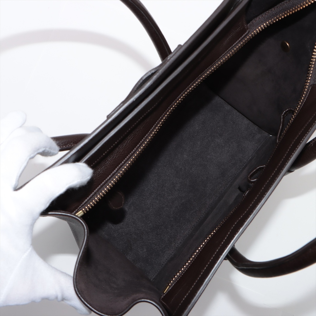celine(セリーヌ)の極美品 セリーヌ ラゲージ マイクロ ショッパー レザー ハンドバッグ トート トップハンドル ショルダー ブラウン レディース EEE R22-2 レディースのバッグ(ハンドバッグ)の商品写真