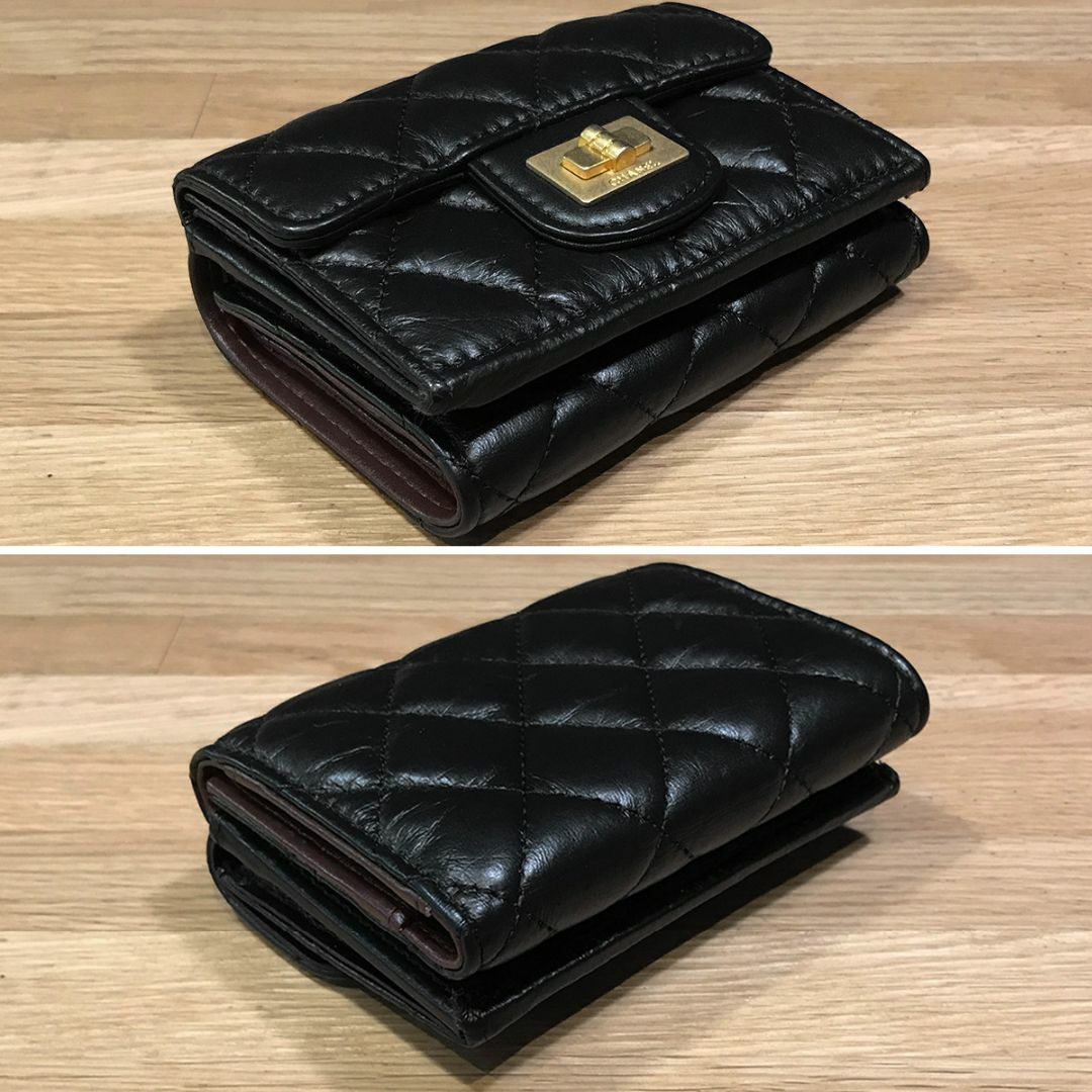 CHANEL(シャネル)の新品未使用 シャネル 2.55 マトラッセ 3つ折り財布 ヴィンテージカーフ 黒 レディースのファッション小物(財布)の商品写真