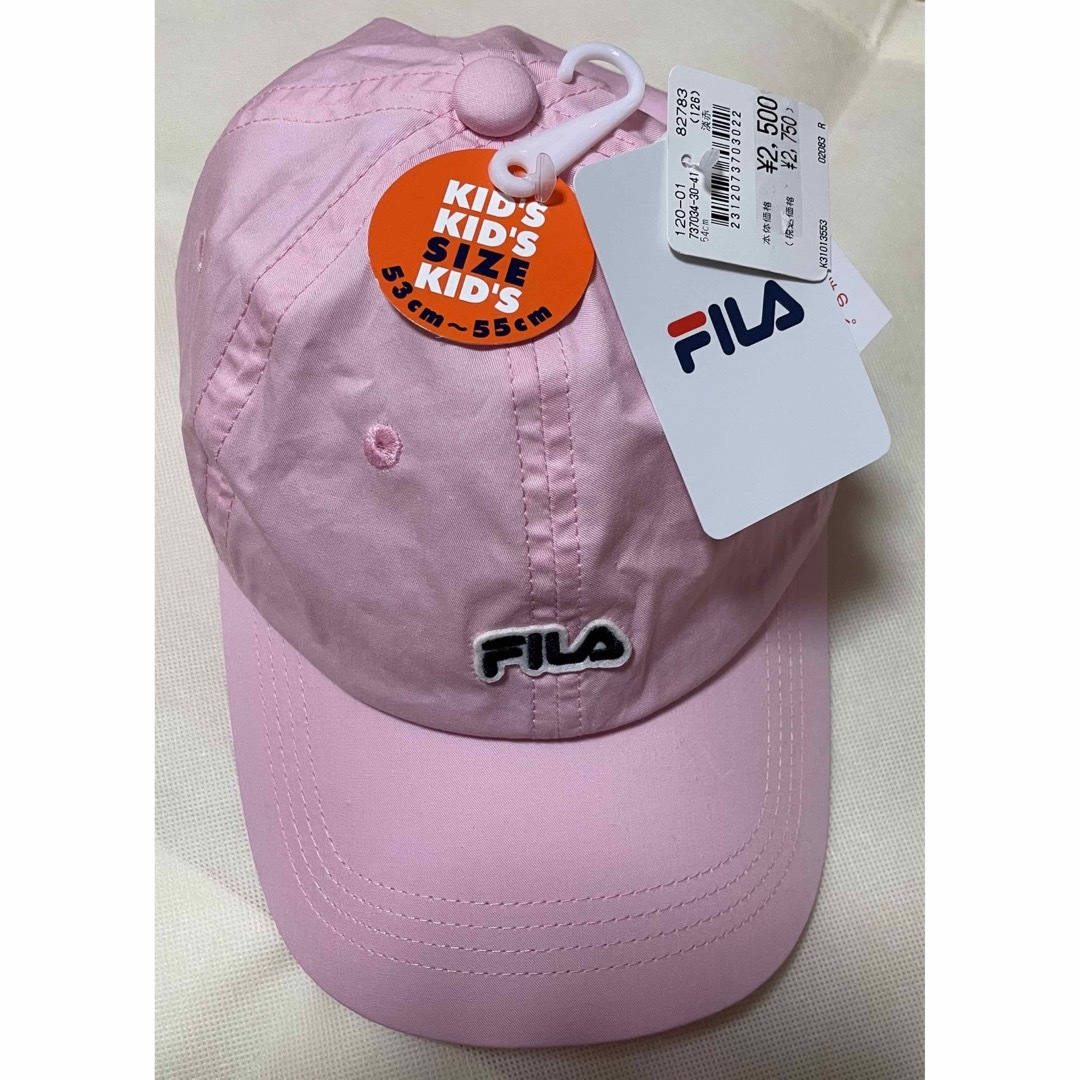 FILA(フィラ)の【タグ付き】【定価２７５０円】【綿100%】FILA  キャップ　帽子　ピンク キッズ/ベビー/マタニティのこども用ファッション小物(帽子)の商品写真