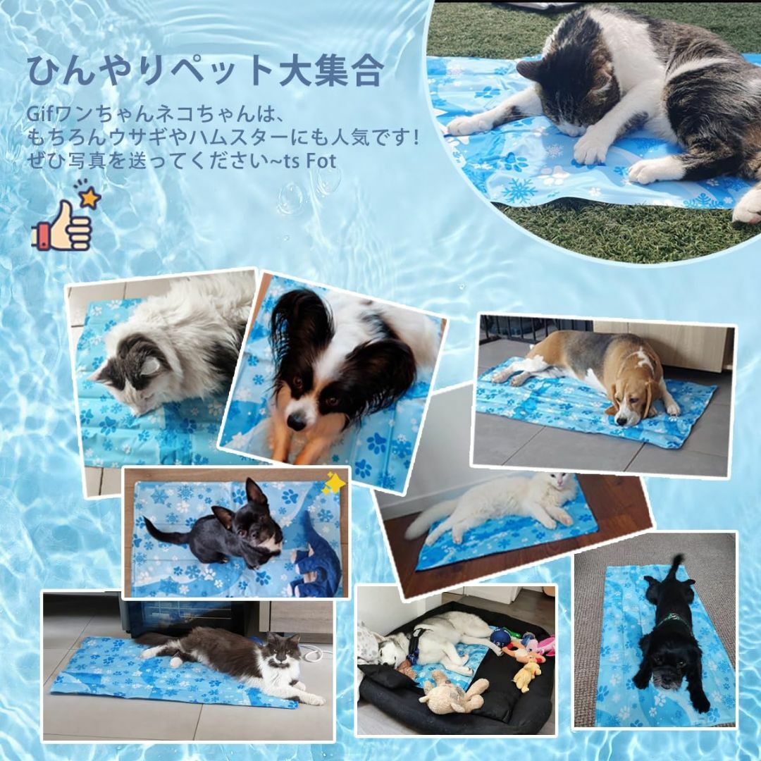 【色: ブルー】Sazuik ペット ひんやりマット 犬 猫 冷却マット 60* その他のペット用品(犬)の商品写真