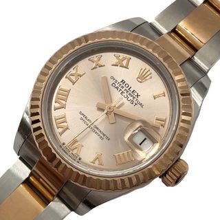 ロレックス(ROLEX)の　ロレックス ROLEX デイトジャスト ランダムシリアル 279171 サンダスト文字盤 オイスターブレス PG/SS 自動巻き レディース 腕時計(腕時計)