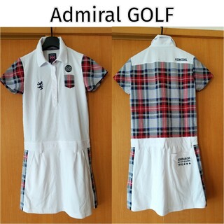 パーリーゲイツ(PEARLY GATES)のAdmiral GOLF アドミラルゴルフ★ホワイト×チェックワンピース女性(ウエア)