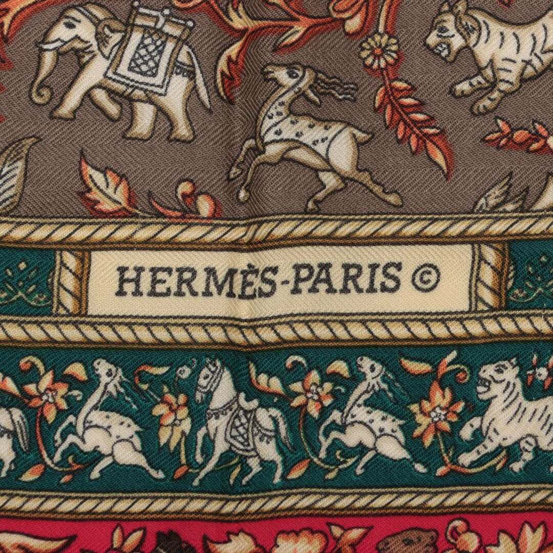Hermes(エルメス)の極美品 エルメス タグ付 カレ 140 ジェアン CHASSE EN INDE インドの狩猟 カシミヤ シルク スカーフ 大判 レディース EEM X14-3 レディースのファッション小物(バンダナ/スカーフ)の商品写真