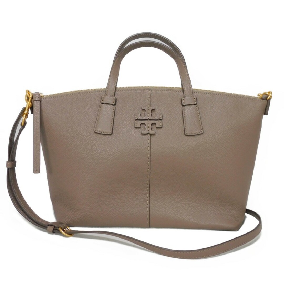 Tory Burch(トリーバーチ)のTory Burch トリーバーチ マックグロー トップジップ サッチェル グレー 2WAY ショルダーバッグ ダブルT ロゴ シルバーメープル ハンドバッグ 64458 レディースのバッグ(ハンドバッグ)の商品写真