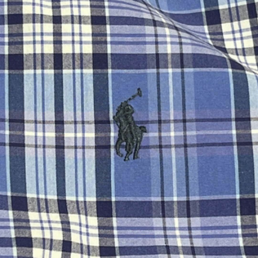 Ralph Lauren(ラルフローレン)のRalph Lauren ラルフローレン チェックシャツ 刺繍ロゴ 青 ブルー メンズのトップス(Tシャツ/カットソー(七分/長袖))の商品写真