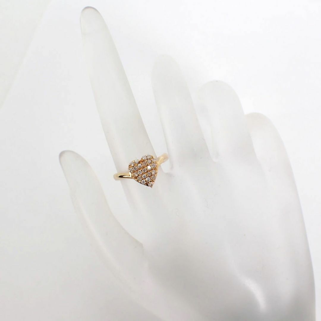 K18 ダイヤモンド ハート パヴェ リング 9号[g265-51］ レディースのアクセサリー(リング(指輪))の商品写真