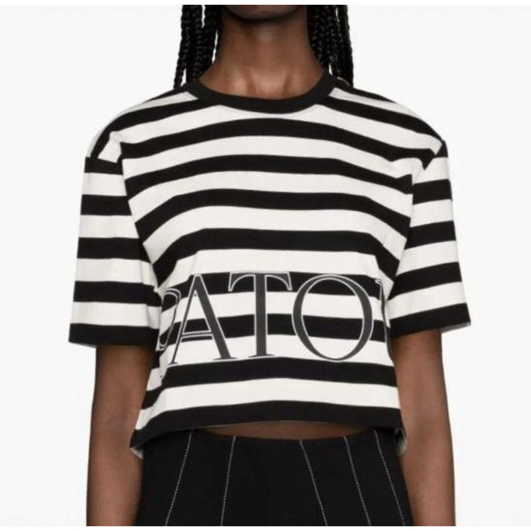 PATOU(パトゥ)の新品未使用！送料込み★PATOU★ボクシーストライプ ボーダー ロゴTシャツ レディースのトップス(Tシャツ(半袖/袖なし))の商品写真