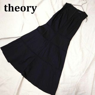 セオリー(theory)のTheory ワンピース リネン レース ブラック サイズ0 Aライン(ロングワンピース/マキシワンピース)