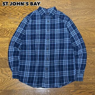 ST JOHN'S BAY セントジョンズベイ ネルシャツ ライトネル チェック(Tシャツ/カットソー(七分/長袖))