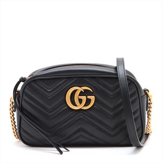 グッチ(Gucci)のグッチ  レザー  ブラック レディース ショルダーバッグ(ショルダーバッグ)