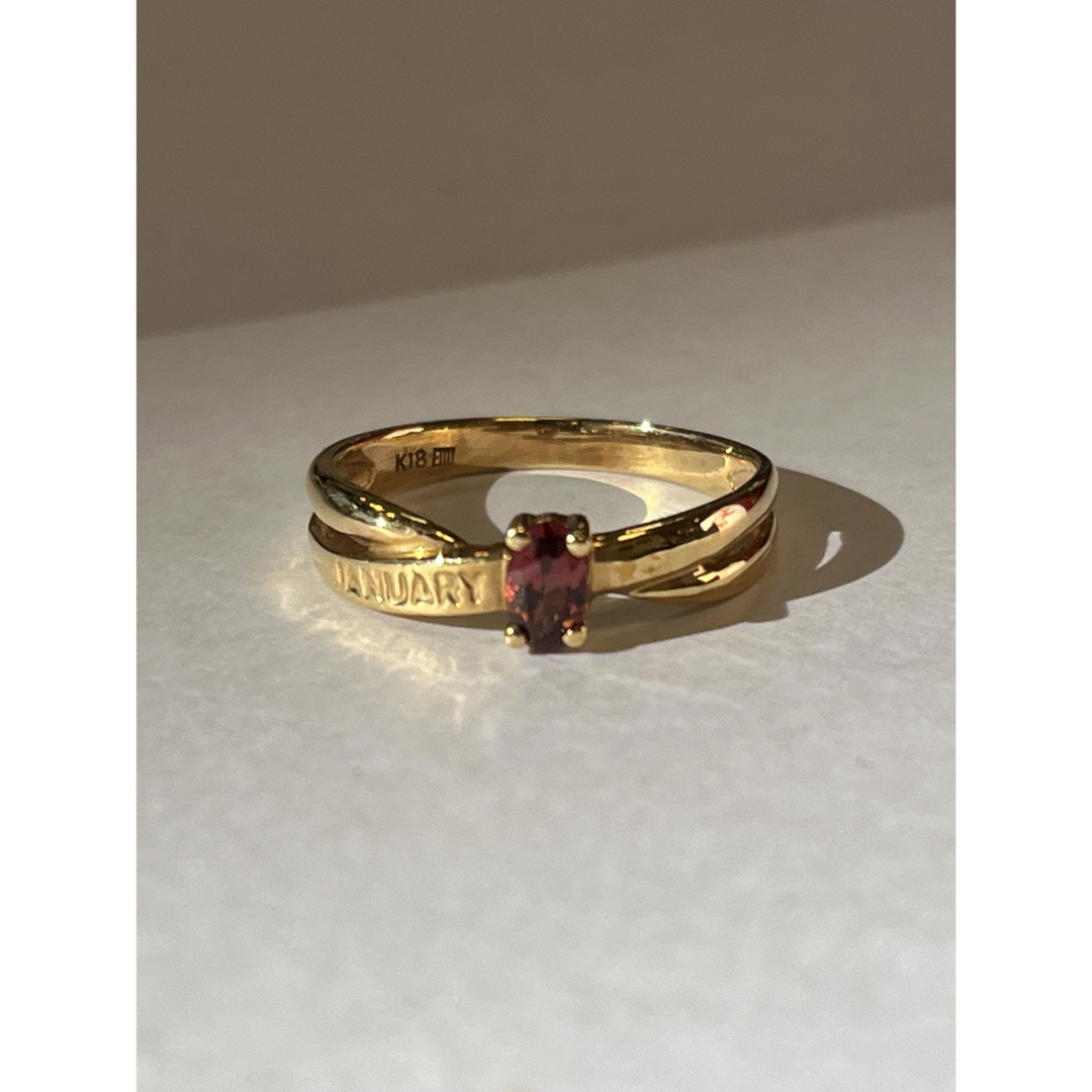 くすみローズピンクのガーネットと18金のリング　11号　新品　宝石店ストック レディースのアクセサリー(リング(指輪))の商品写真