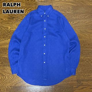 ラルフローレン(Ralph Lauren)のRalph Lauren ラルフローレン リネンシャツ 長袖 刺繍ロゴ ブルー(Tシャツ/カットソー(七分/長袖))