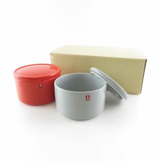 イッタラ(iittala)の美品 iittala イッタラ プルヌッカ テラコッタ/パールグレー 60mm ジャー 2点 セット 蓋付 保存容器 キッチン 廃盤 北欧 SU6784G (容器)