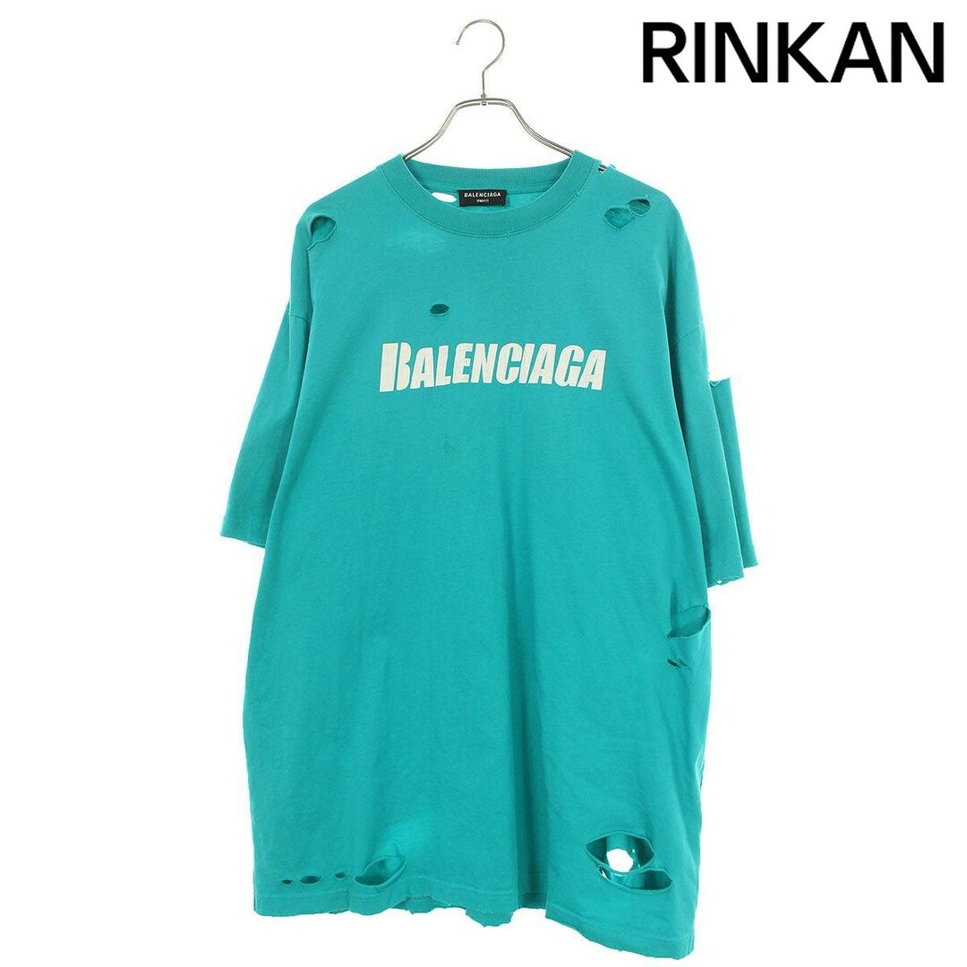 Balenciaga(バレンシアガ)のバレンシアガ  21SS  651795 TKVB8 デストロイ加工ロゴプリントTシャツ メンズ S メンズのトップス(Tシャツ/カットソー(半袖/袖なし))の商品写真