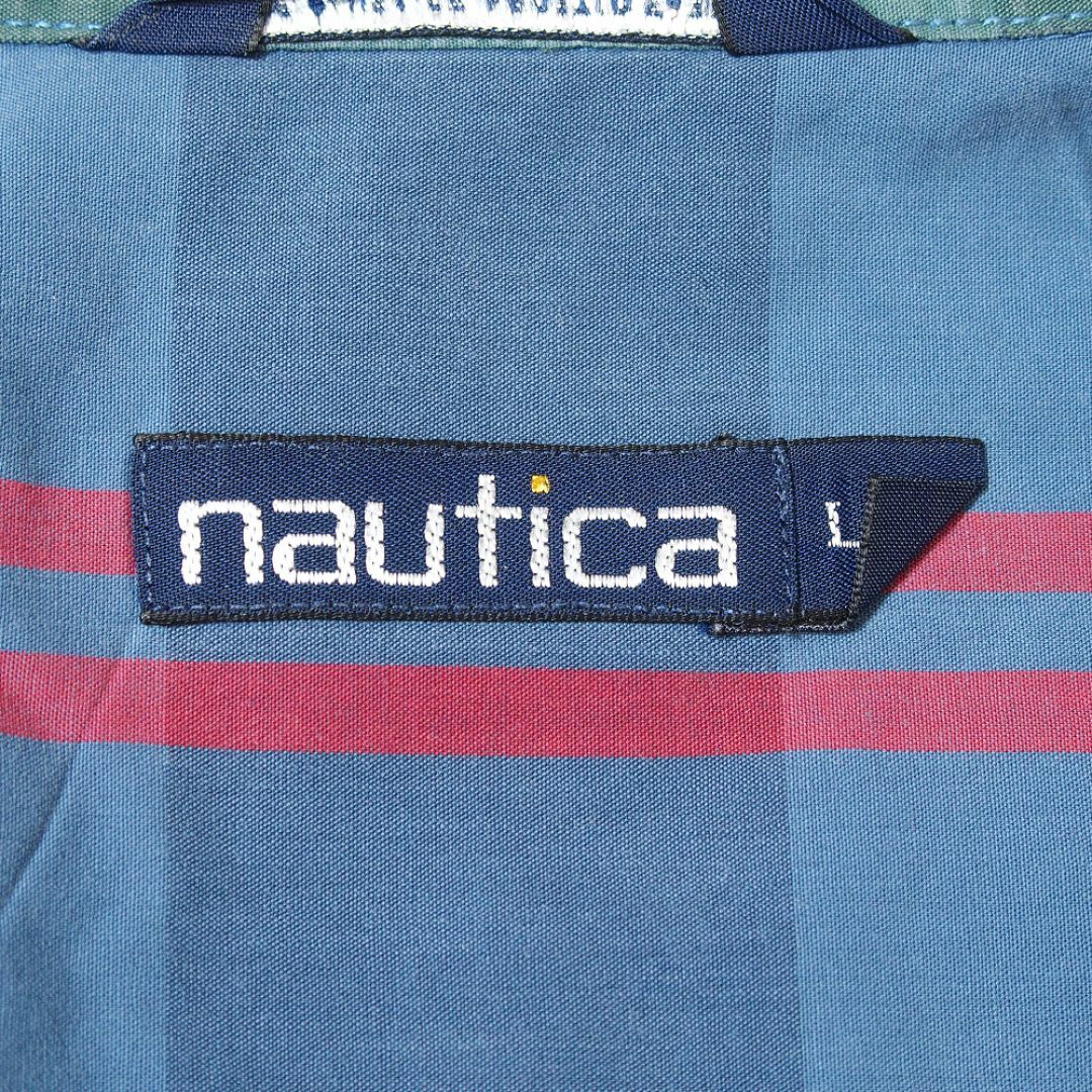 NAUTICA(ノーティカ)のNAUTICA ノーティカ 柄シャツ チェック柄 総柄 シャツ 半袖 Lサイズ メンズのトップス(シャツ)の商品写真