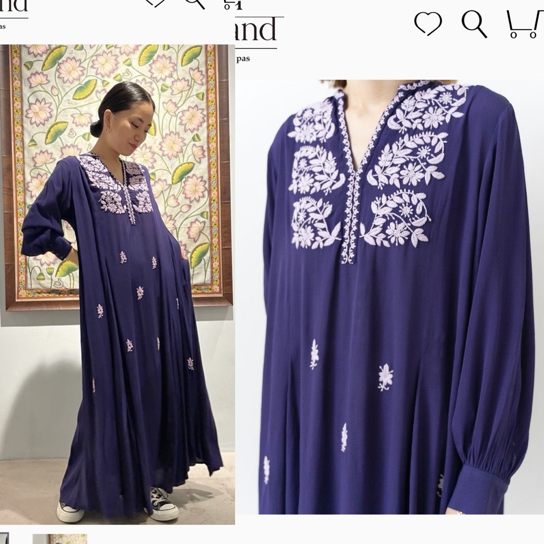 ne Quittez pas(ヌキテパ)のヌキテパ Moss Rayon Chikan Embroidery Dress レディースのワンピース(ロングワンピース/マキシワンピース)の商品写真