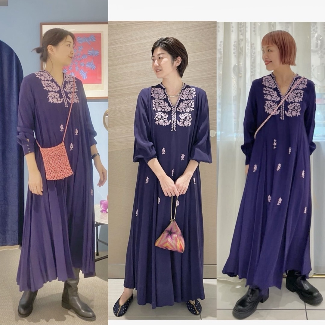 ne Quittez pas(ヌキテパ)のヌキテパ Moss Rayon Chikan Embroidery Dress レディースのワンピース(ロングワンピース/マキシワンピース)の商品写真