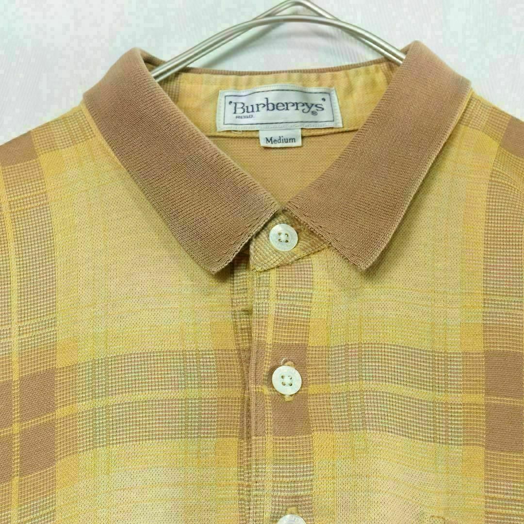 BURBERRY(バーバリー)の【希少】バーバリー ポロシャツ 長袖 チェック 白タグ 90s 古着 入手困難 メンズのトップス(ポロシャツ)の商品写真