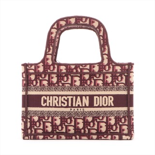 クリスチャンディオール(Christian Dior)のクリスチャンディオール ミニブックトート キャンバス  レッド レディース(ハンドバッグ)