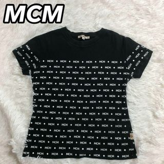 MCM　Tシャツ　総柄　シグネチャー ブランドロゴ　ブラック　レディース　M