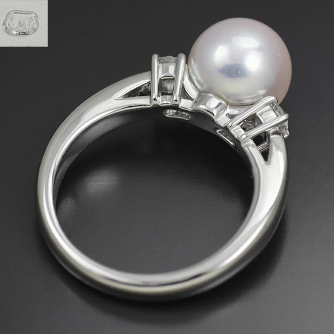 MIKIMOTO(ミキモト)のミキモト Pt950 アコヤ 真珠 ダイヤモンド リング 径約8.0mm レディースのアクセサリー(リング(指輪))の商品写真