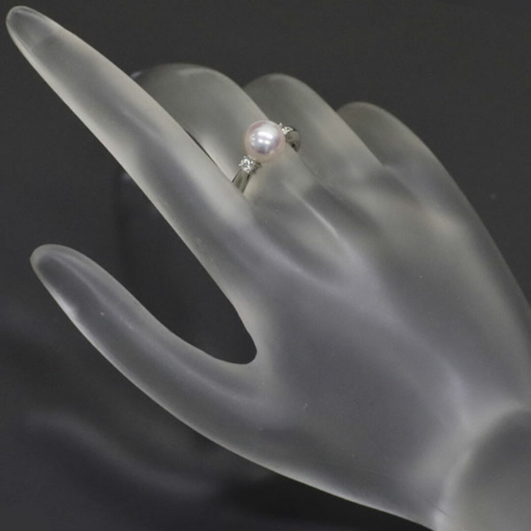 MIKIMOTO(ミキモト)のミキモト Pt950 アコヤ 真珠 ダイヤモンド リング 径約8.0mm レディースのアクセサリー(リング(指輪))の商品写真