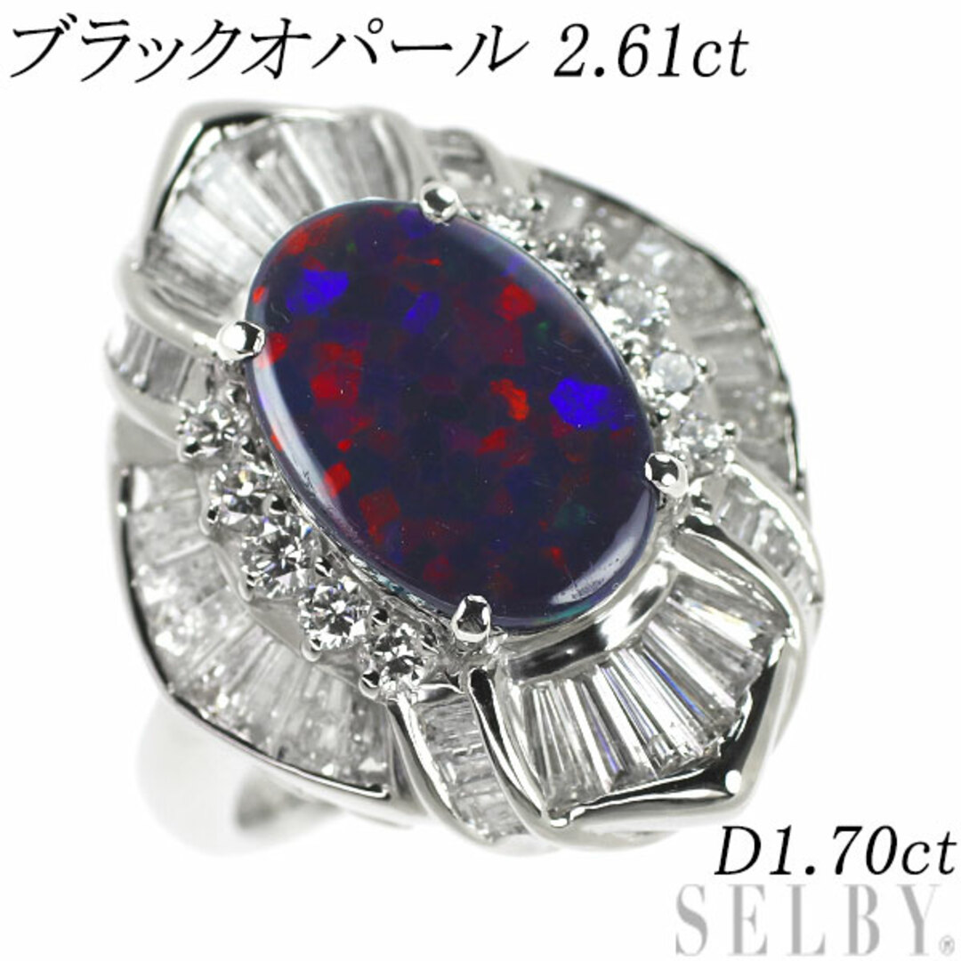 Pt900 ブラックオパール ダイヤモンド リング 2.61ct D1.70ct レディースのアクセサリー(リング(指輪))の商品写真